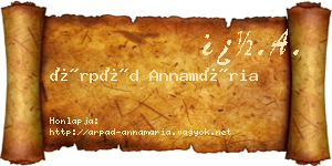 Árpád Annamária névjegykártya